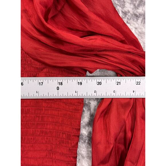 New J Crew Top 2X Womens Red Satin Smocked Square Neck Cropped Plus Size - Picture 4 of 9